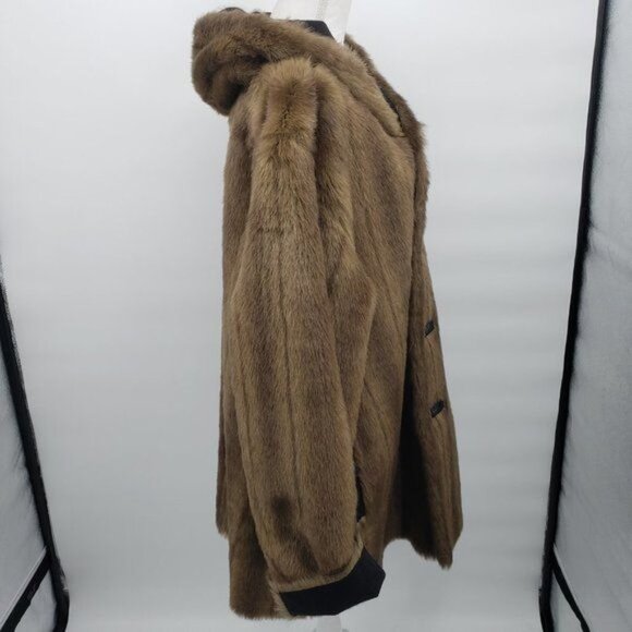 DENNIS BASSO Coat Brown Faux Suede Reversible Faux Fur Cozy Parka Size 1X - Picture 13 of 13